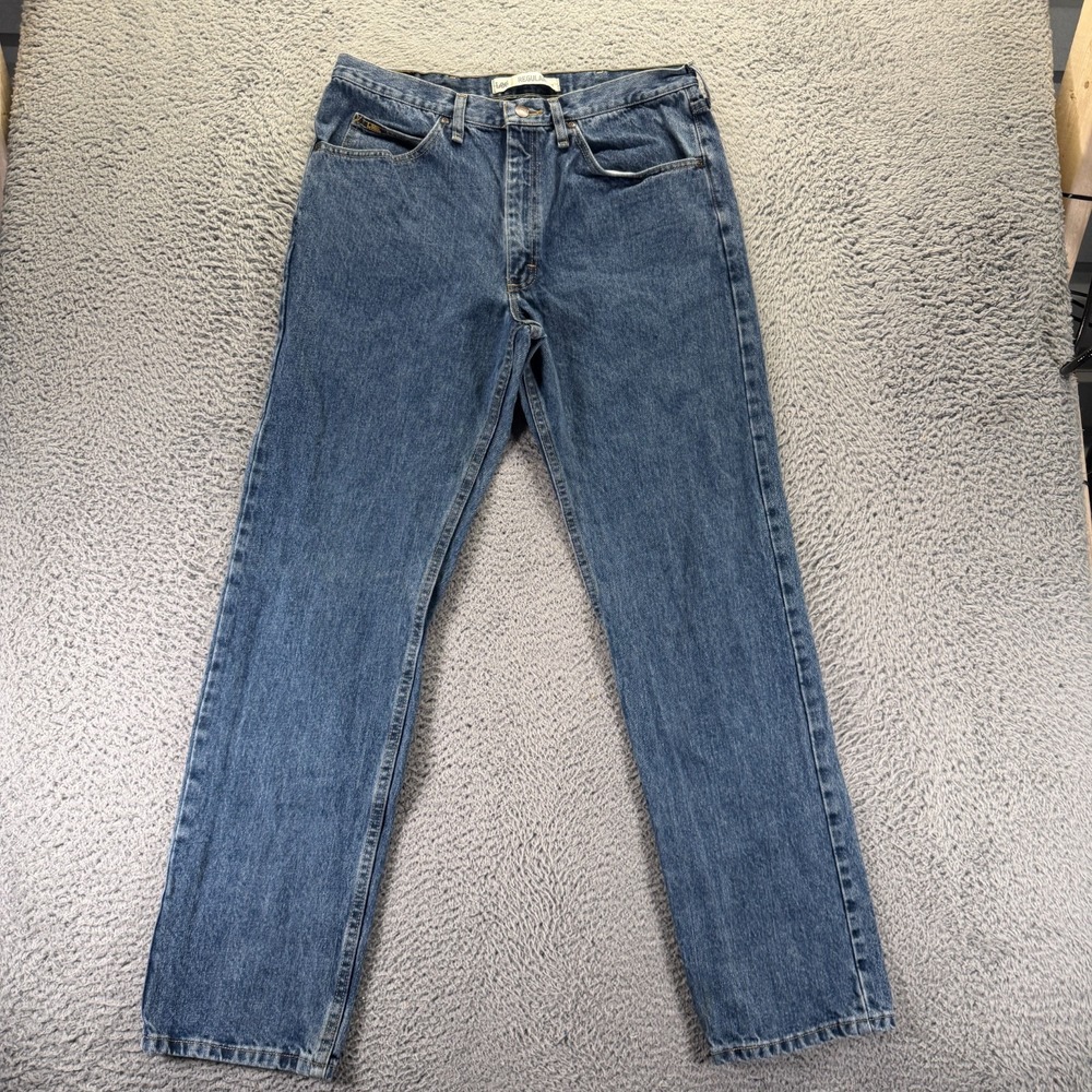 Lee Jeans Mens 36x34 Blue Cotton Denim Straight Regular Fit Workwear‎ Travel